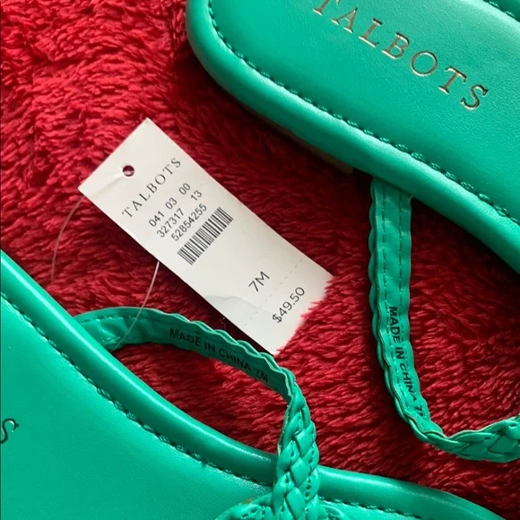 Talbots Green Sandals with Floral Accents - Picture 2 of 5